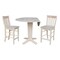 International Concepts 42 in Round Drop Leaf Counter Height Dining Table with 2 Stools in Unfinished - 3 Piece Set K-42DPT-23B-S6162-2 - alternate 5